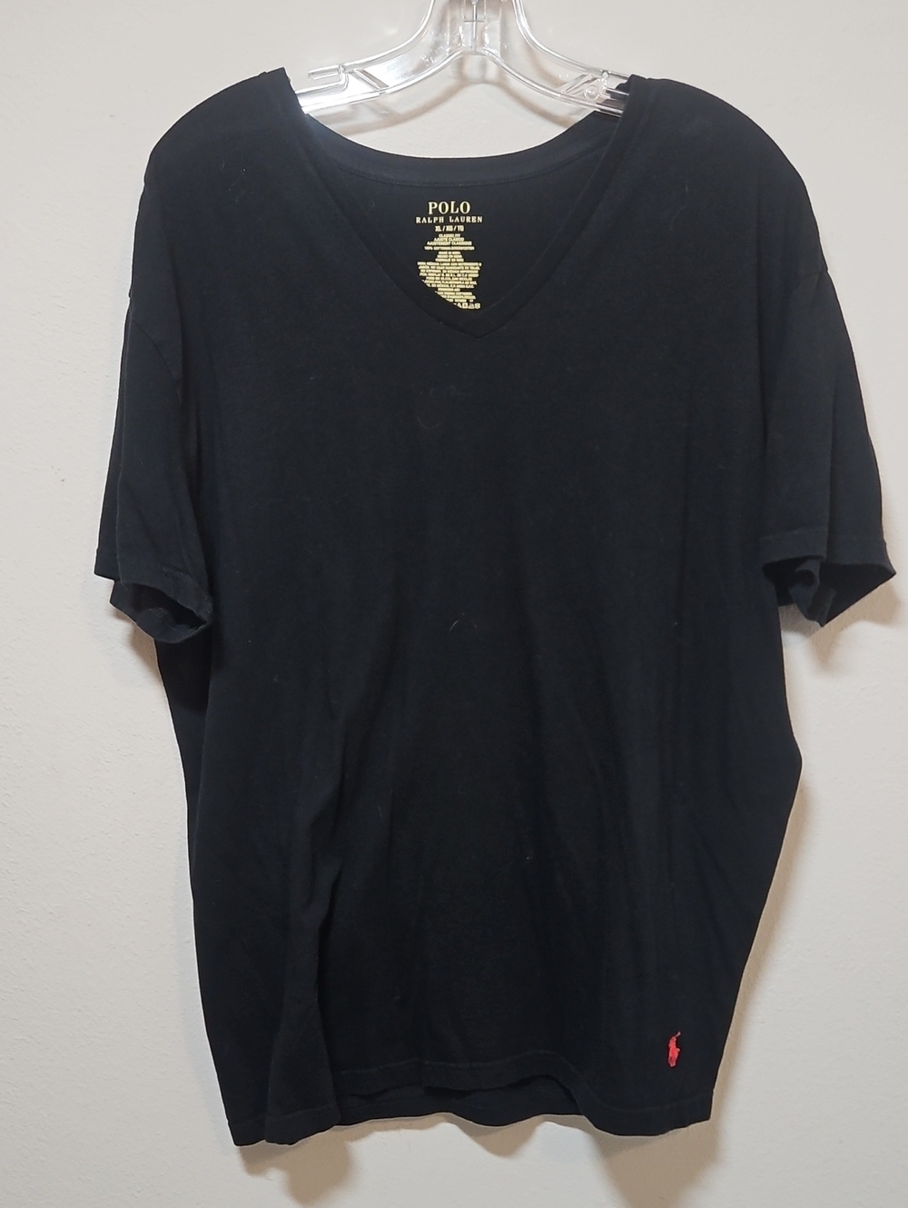 Polo by Ralph Lauren XL Black V-Neck Tee with Red Pony